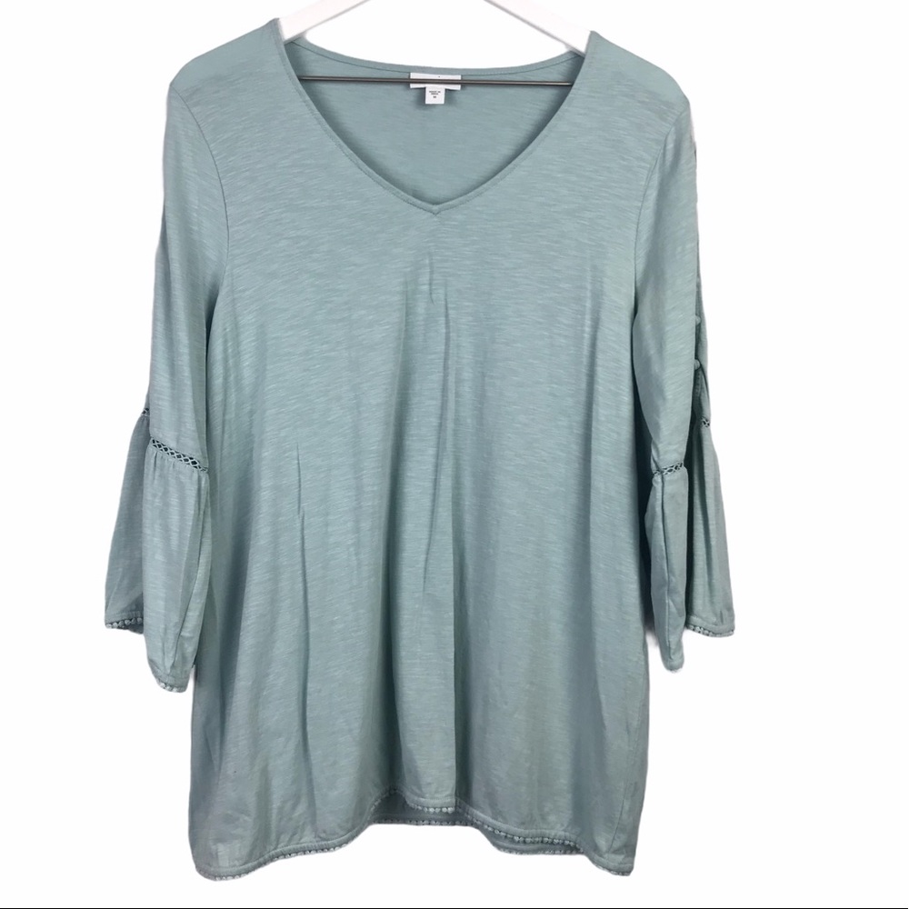 J Jill V-neck Bell Sleeve Top Women Sz M